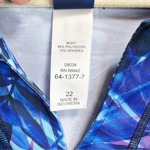 Swimsuits For All Longer Length Short-Sleeve Swim Tunic Size 22 Tropical Palm - Picture 10 of 10